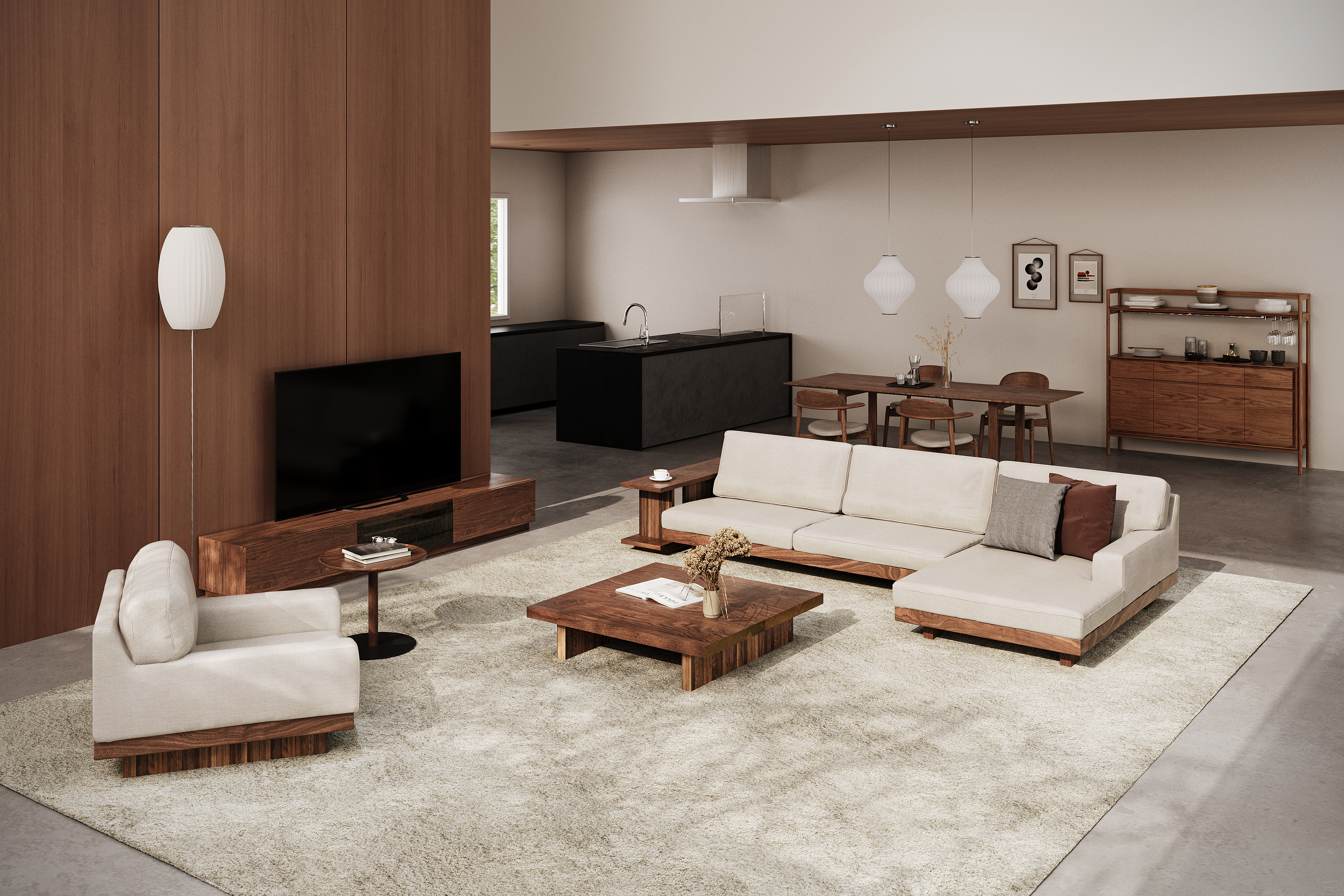 DANISH LOW LIVING TABLE W100cm x D100cm x H35cm