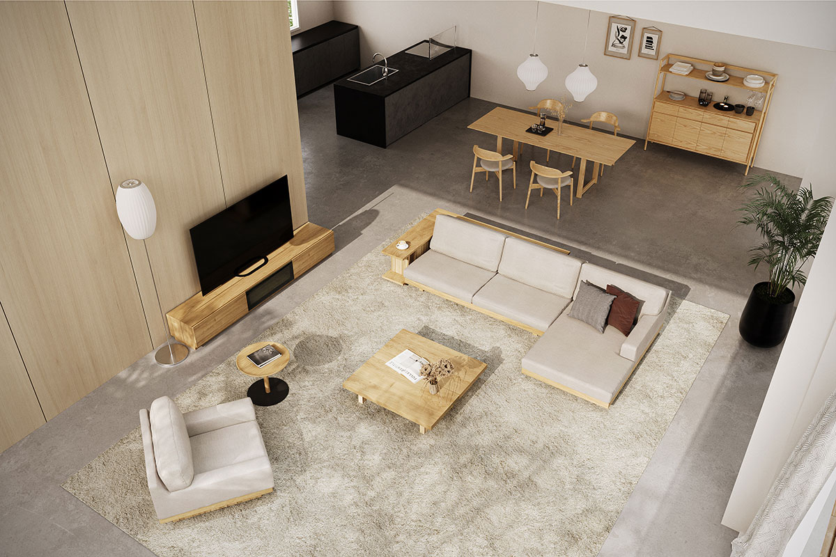 DANISH LOW LIVING TABLE W100cm x D100cm x H35cm